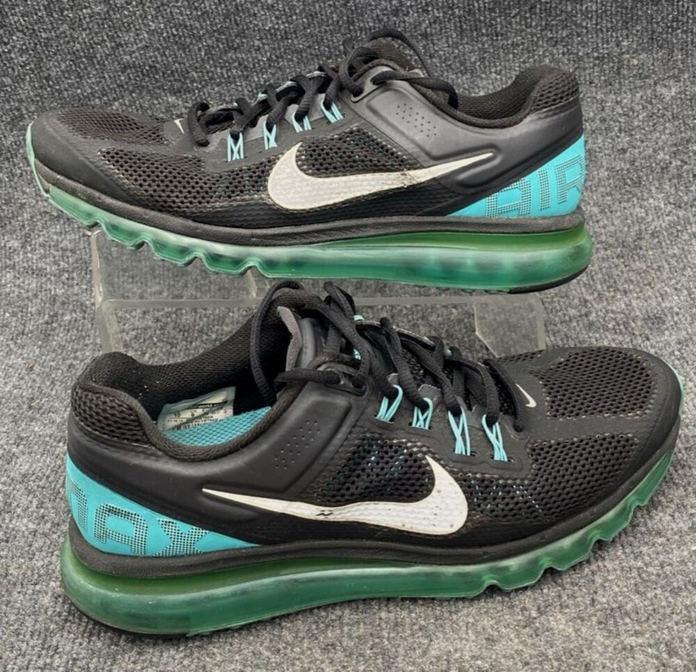 Nike Air Max 2013 Black Gamma Blue Green Running Shoes Men's Size 10 554886-003